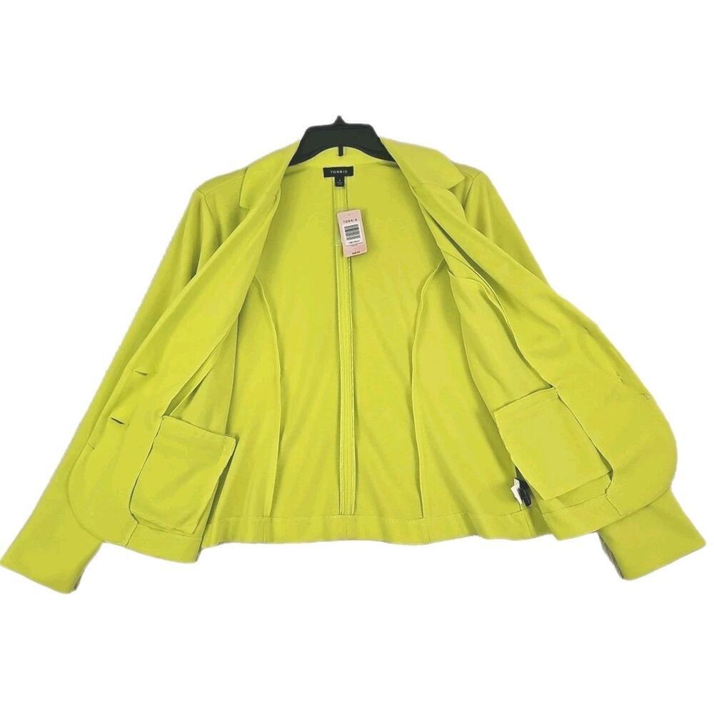 Torrid ~Woman Size 1(1X)~ Line Green Office Wear Blazer Knit Jacket Unlined NWT. - Picture 8 of 16